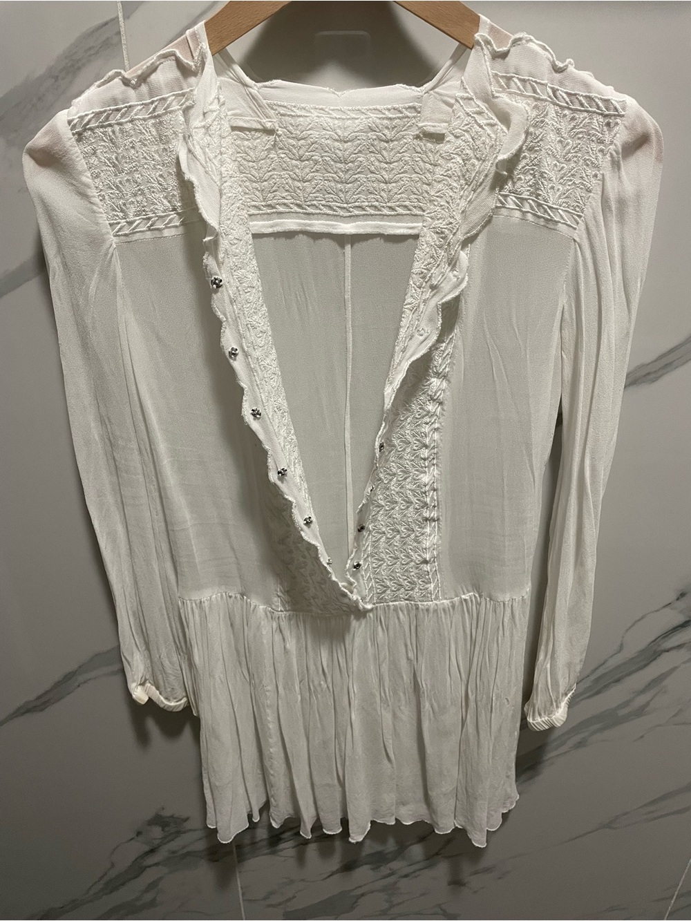 Isabel Marant Etoile White Sheer Button Front Dress